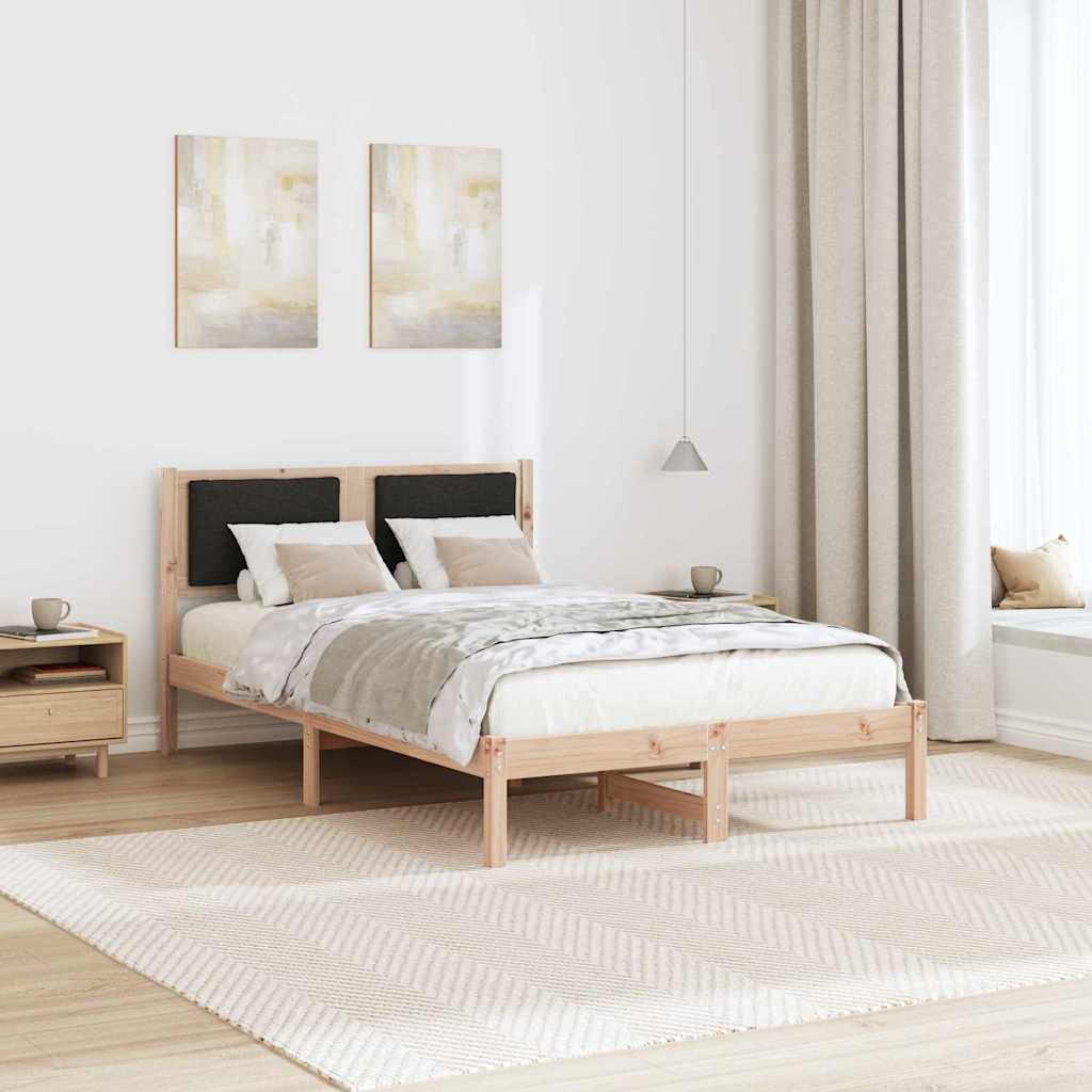 Sengestel med hovedgærde Sort 120 x 200 cm Massiv fyrretræ