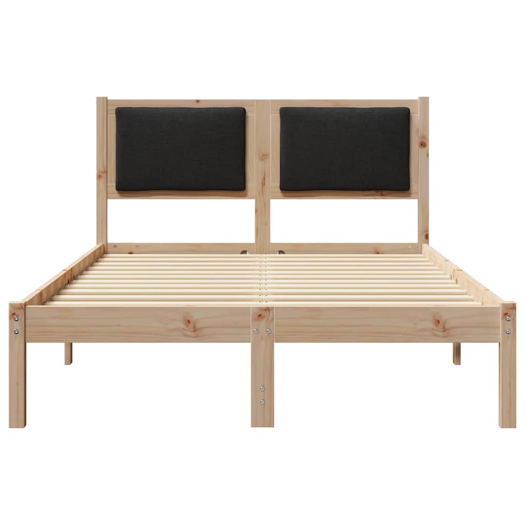 Sengestel med hovedgærde Sort 120 x 200 cm Massiv fyrretræ