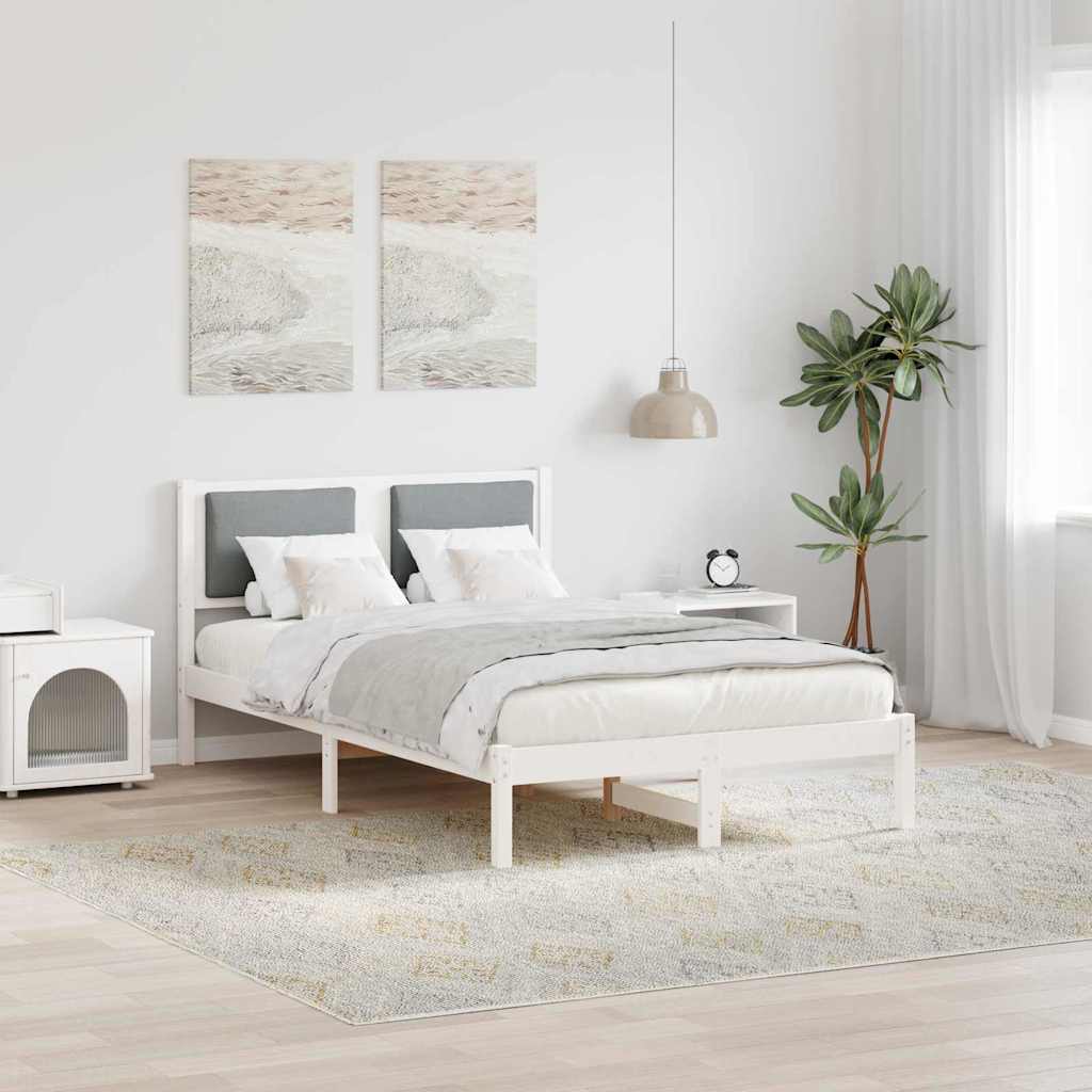 Sengestel med hovedgærde Lysegrå 120 x 200 cm Massiv fyrretræ