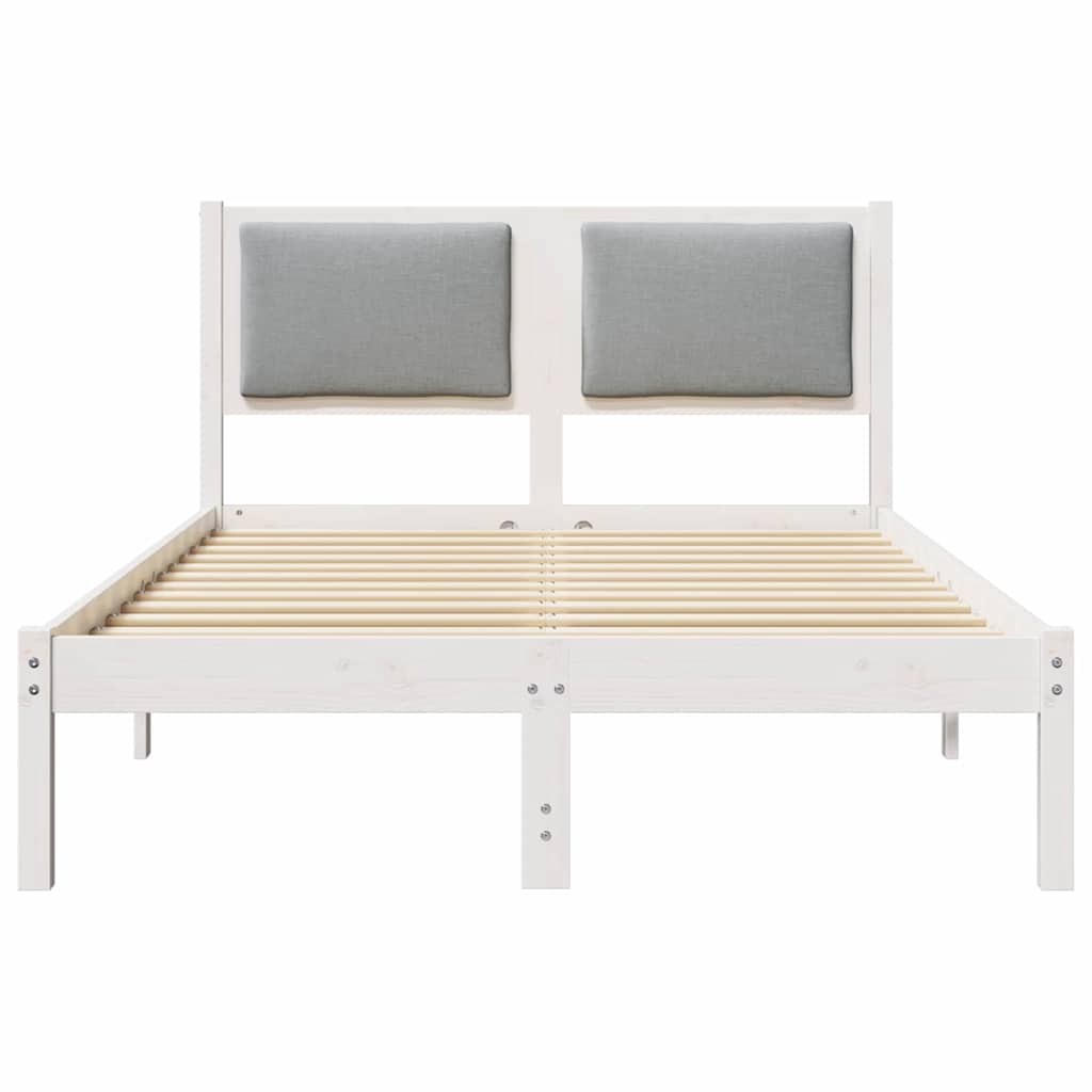 Sengestel med hovedgærde Lysegrå 120 x 200 cm Massiv fyrretræ