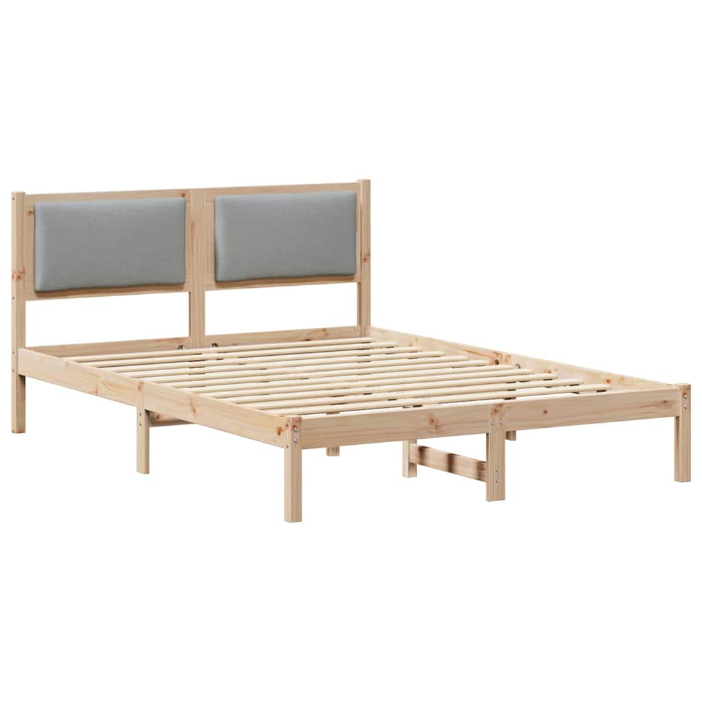 Sengestel med hovedgærde Lysegrå 140 x 190 cm Massiv fyrretræ