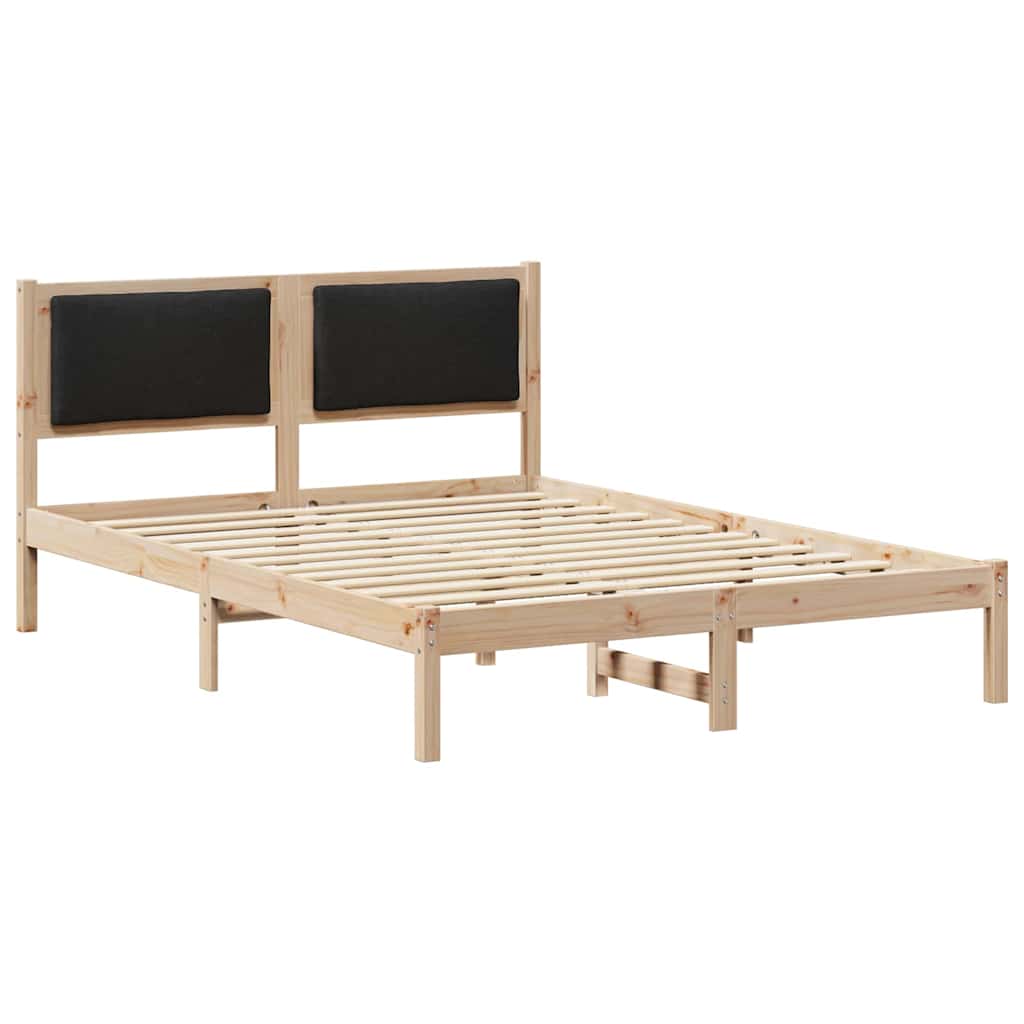 Sengestel med hovedgærde Sort 140 x 190 cm Massiv fyrretræ