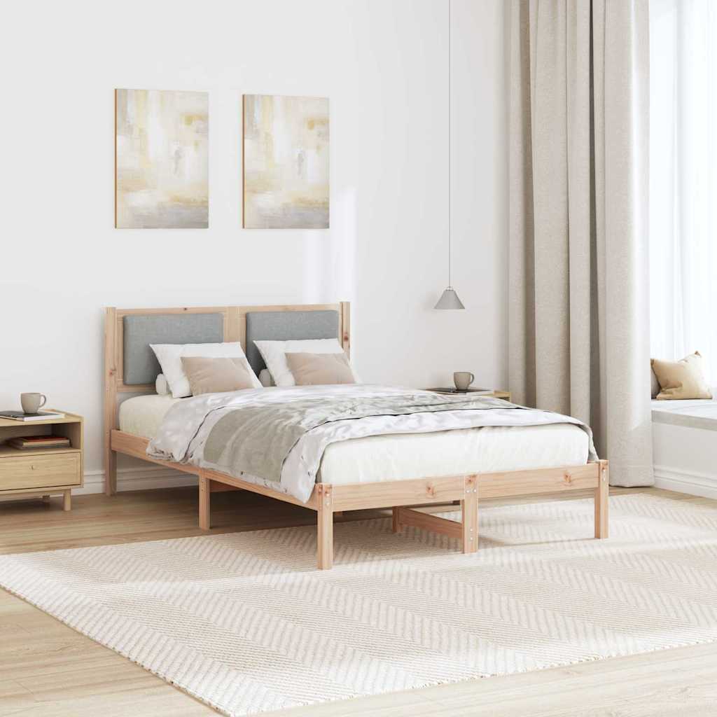 Sengestel med hovedgærde Lysegrå 120 x 190 cm Massiv fyrretræ