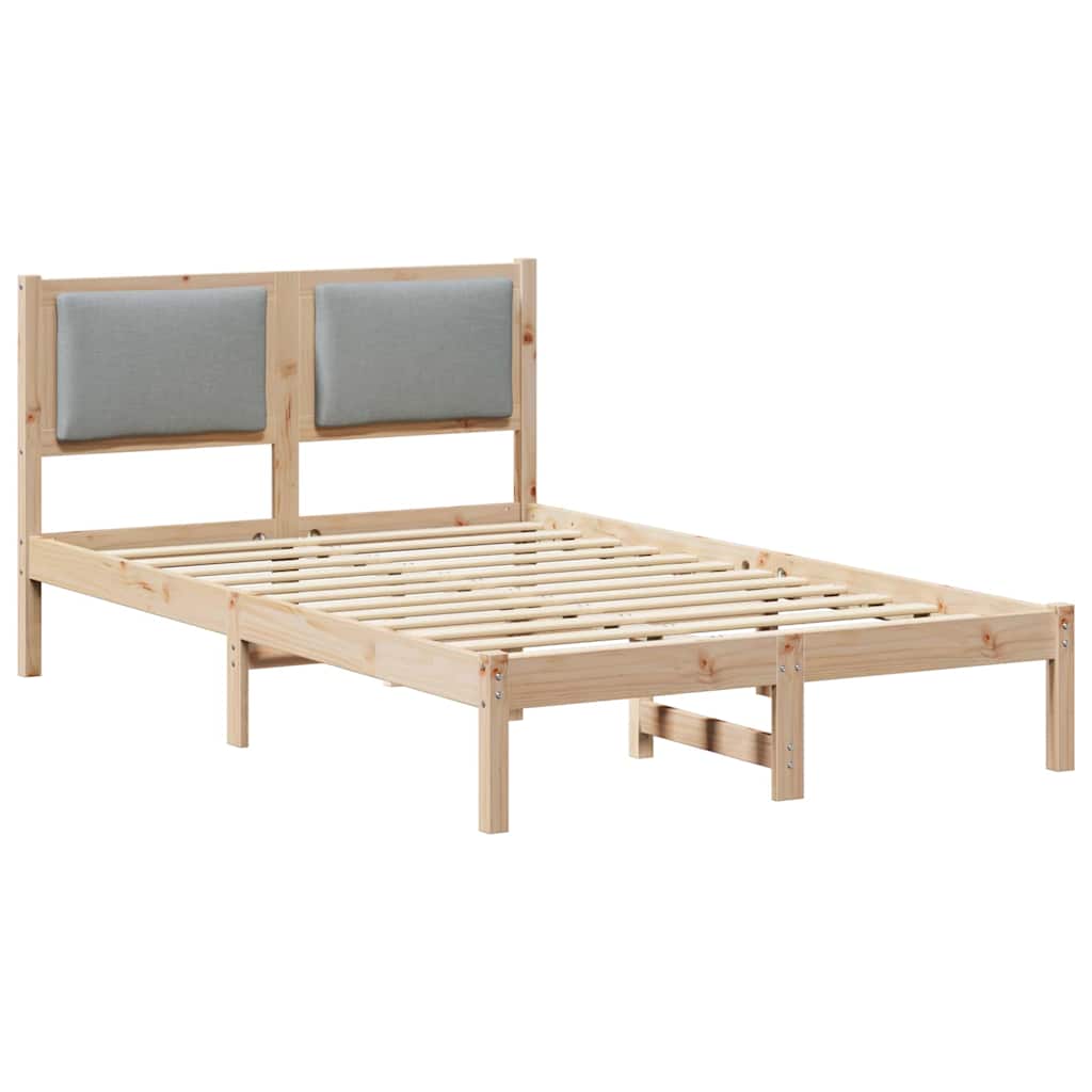 Sengestel med hovedgærde Lysegrå 120 x 190 cm Massiv fyrretræ