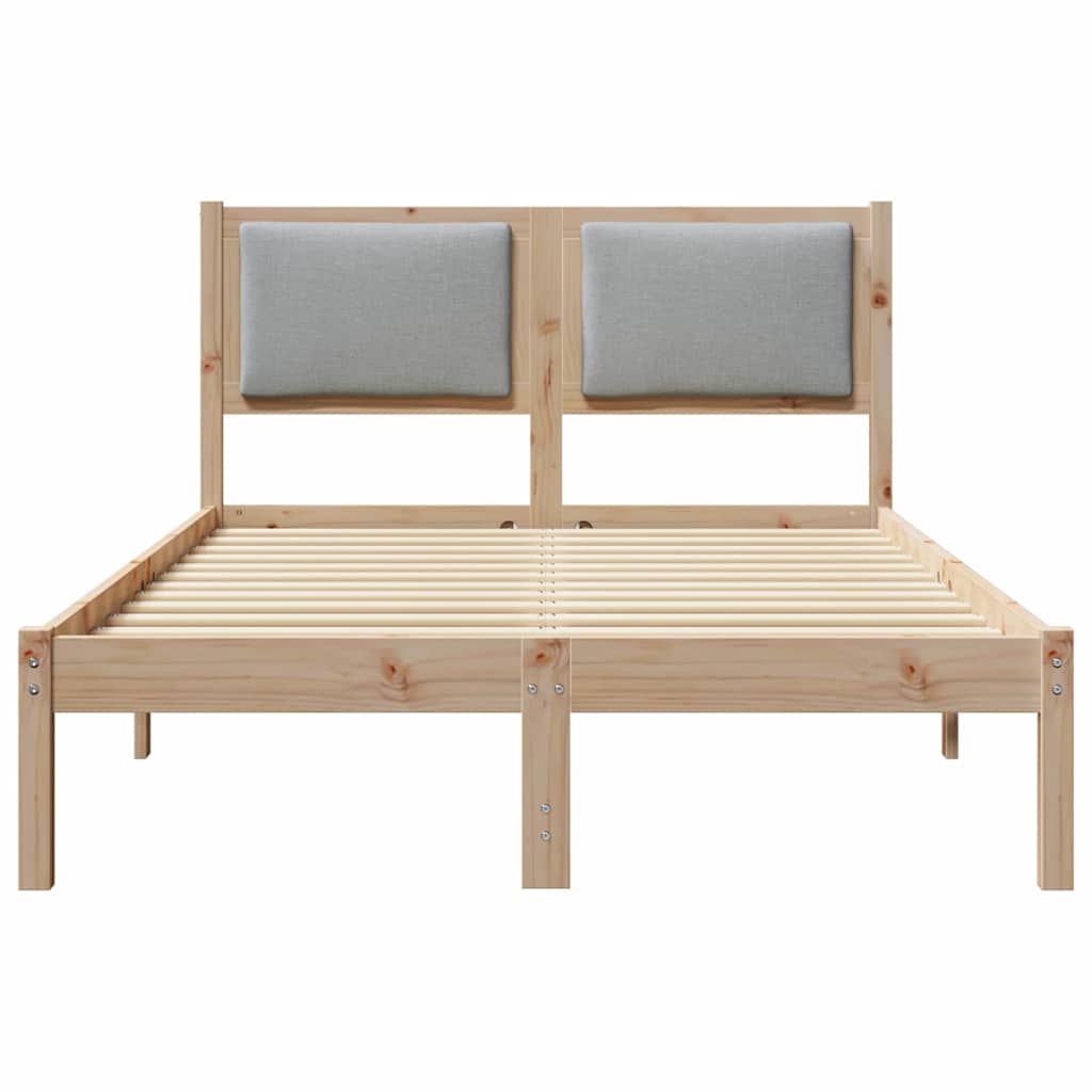 Sengestel med hovedgærde Lysegrå 120 x 190 cm Massiv fyrretræ