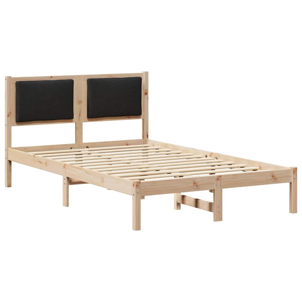 Sengestel med hovedgærde Sort 120 x 190 cm Massiv fyrretræ