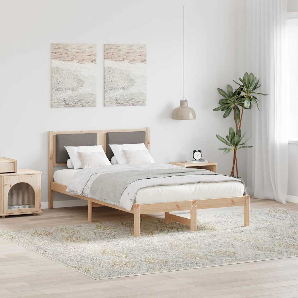 Sengestel med hovedgærde Gråbrun 120 x 190 cm Massiv fyrretræ