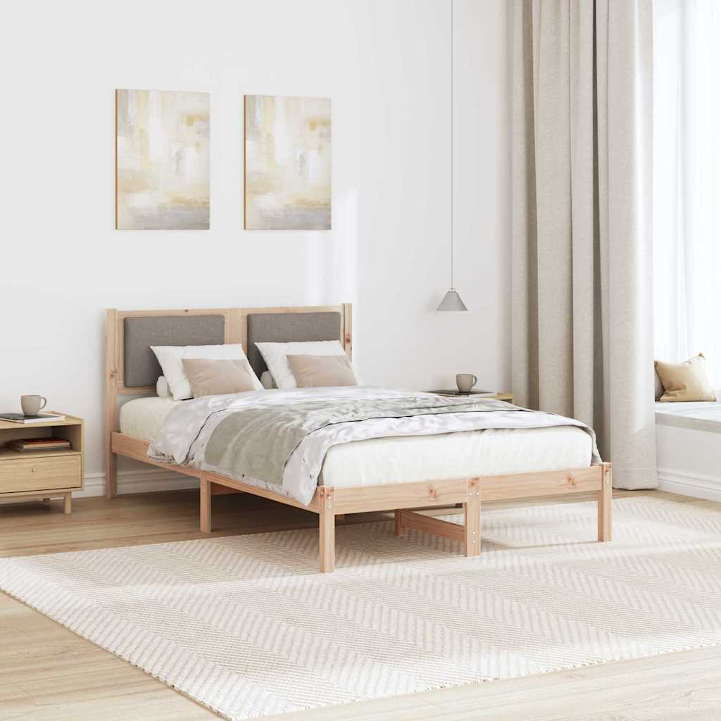 Sengestel med hovedgærde Gråbrun 120 x 190 cm Massiv fyrretræ