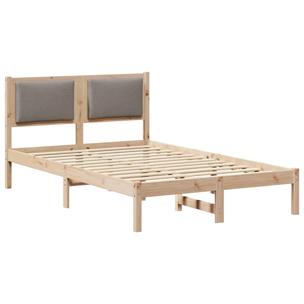 Sengestel med hovedgærde Gråbrun 120 x 190 cm Massiv fyrretræ