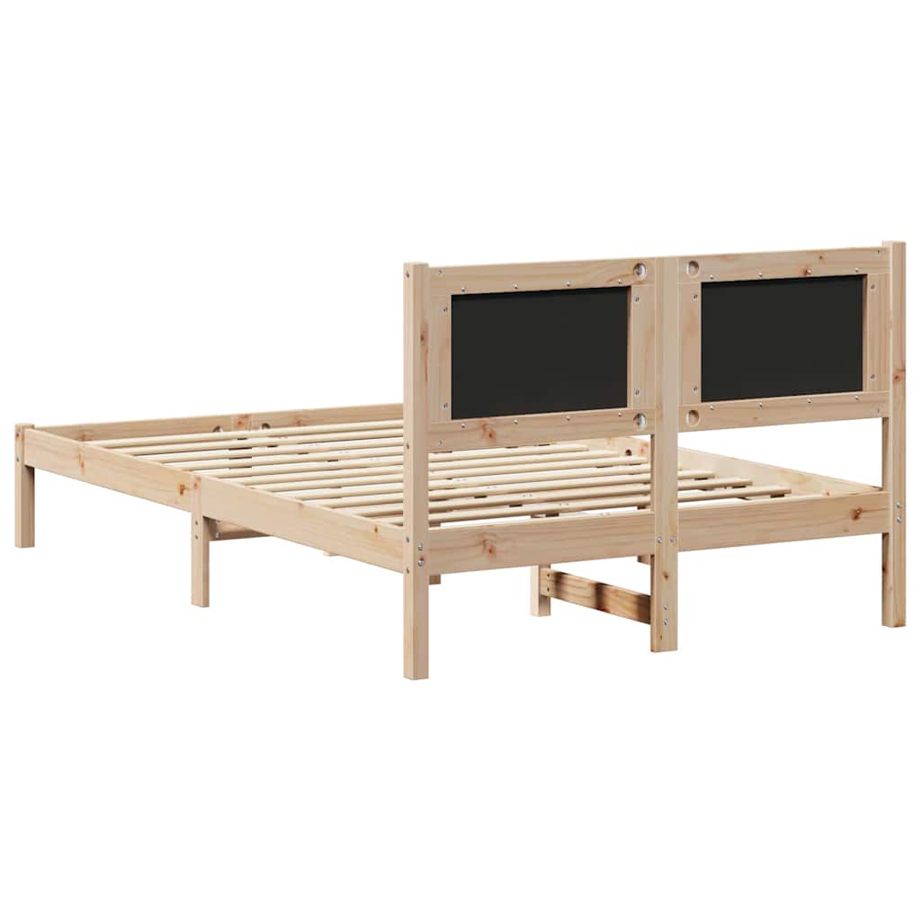 Sengestel med hovedgærde Gråbrun 120 x 190 cm Massiv fyrretræ