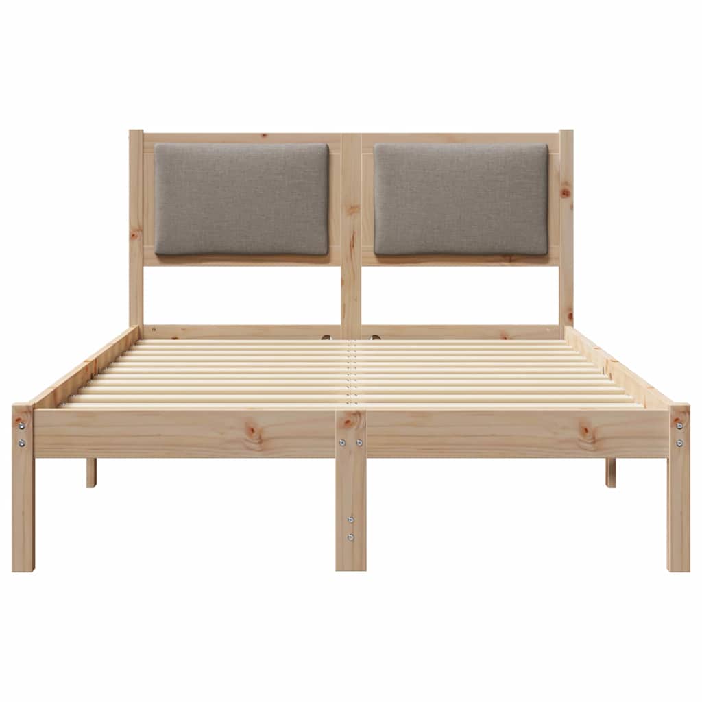 Sengestel med hovedgærde Gråbrun 120 x 190 cm Massiv fyrretræ