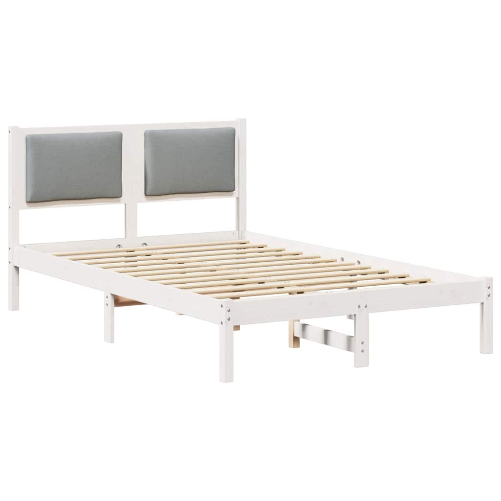 Sengestel med hovedgærde Lysegrå 120 x 190 cm Massiv fyrretræ