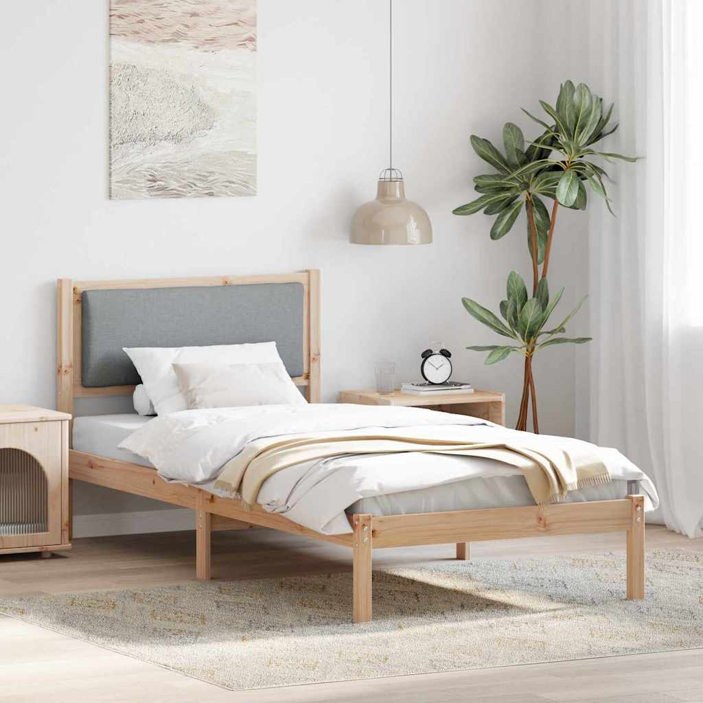 Sengestel med hovedgærde Lysegrå 100 x 200 cm Massiv fyrretræ
