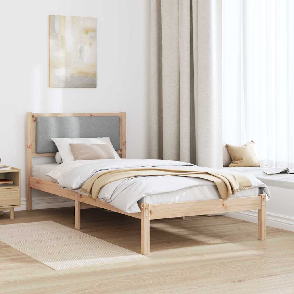 Sengestel med hovedgærde Lysegrå 100 x 200 cm Massiv fyrretræ