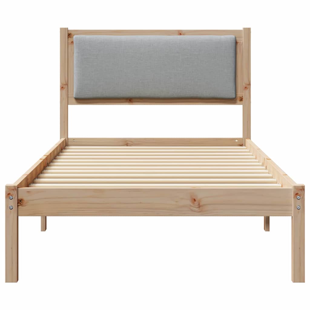 Sengestel med hovedgærde Lysegrå 100 x 200 cm Massiv fyrretræ