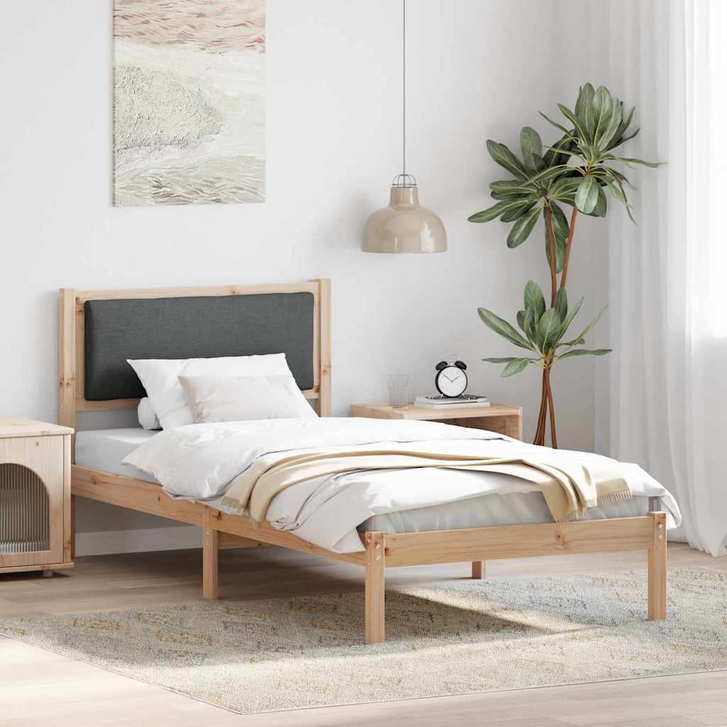 Sengestel med hovedgærde Mørkegrå 100 x 200 cm Massiv fyrretræ