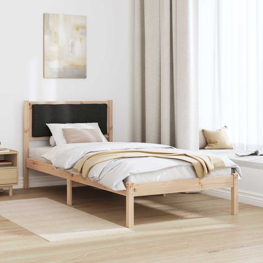 Sengestel med hovedgærde Sort 100 x 200 cm Massiv fyrretræ