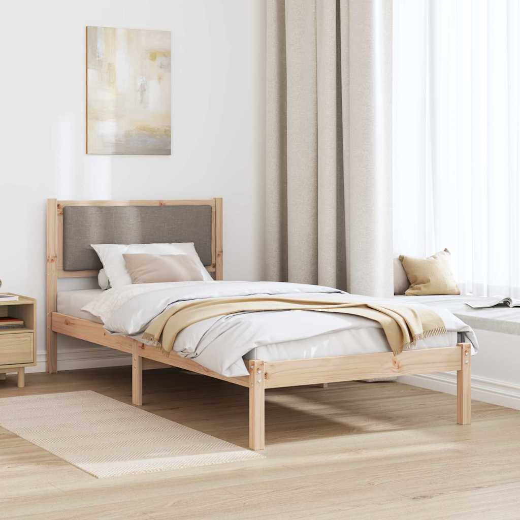 Sengestel med hovedgærde Gråbrun 100 x 200 cm Massiv fyrretræ