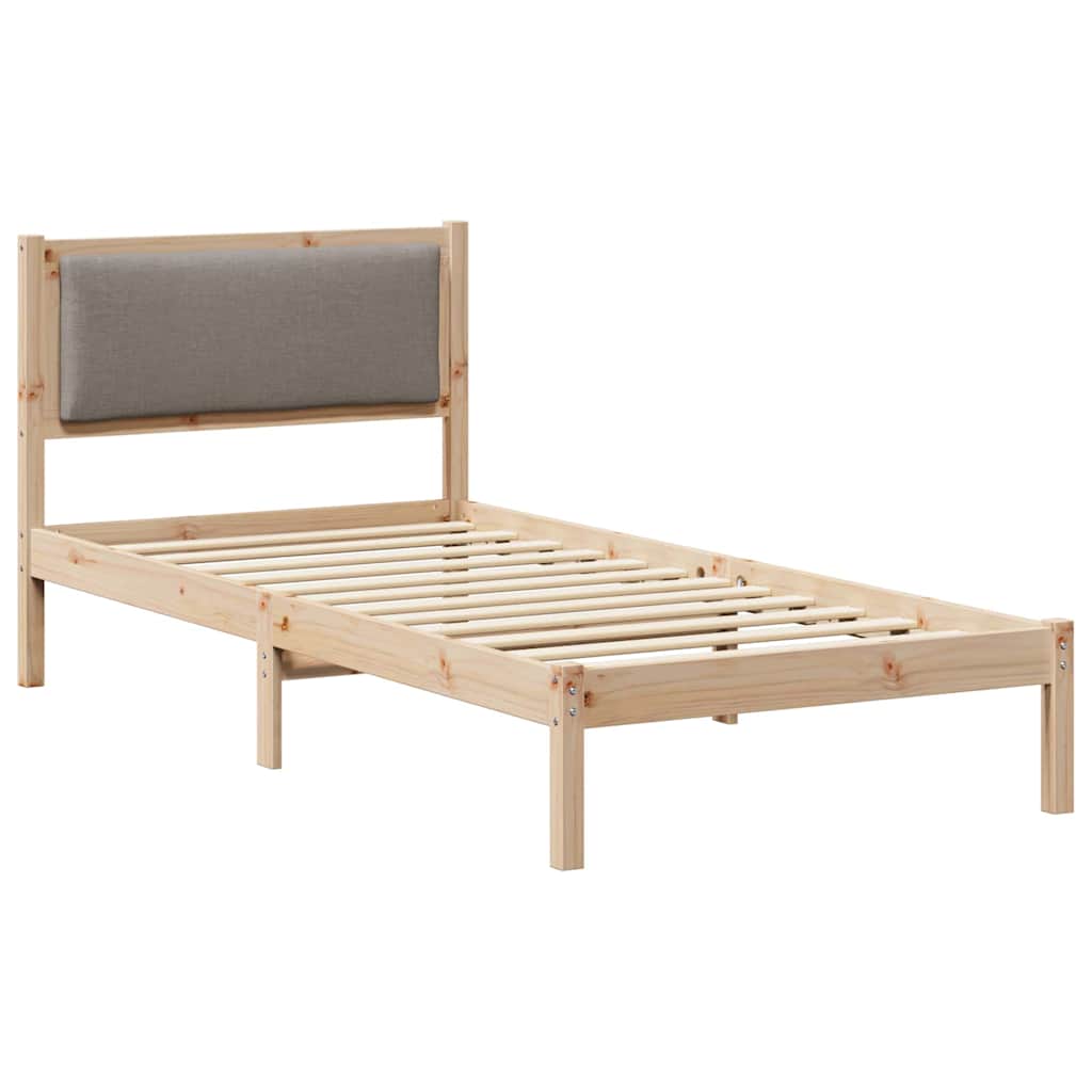Sengestel med hovedgærde Gråbrun 100 x 200 cm Massiv fyrretræ