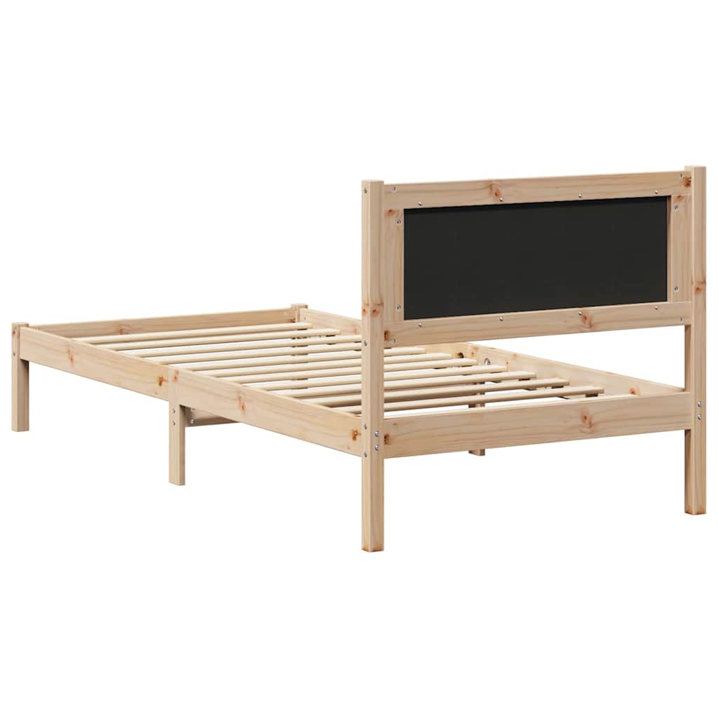 Sengestel med hovedgærde Gråbrun 100 x 200 cm Massiv fyrretræ