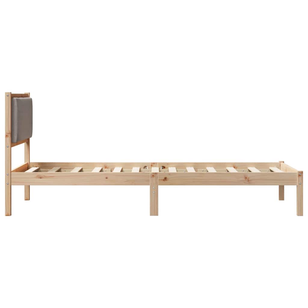 Sengestel med hovedgærde Gråbrun 100 x 200 cm Massiv fyrretræ