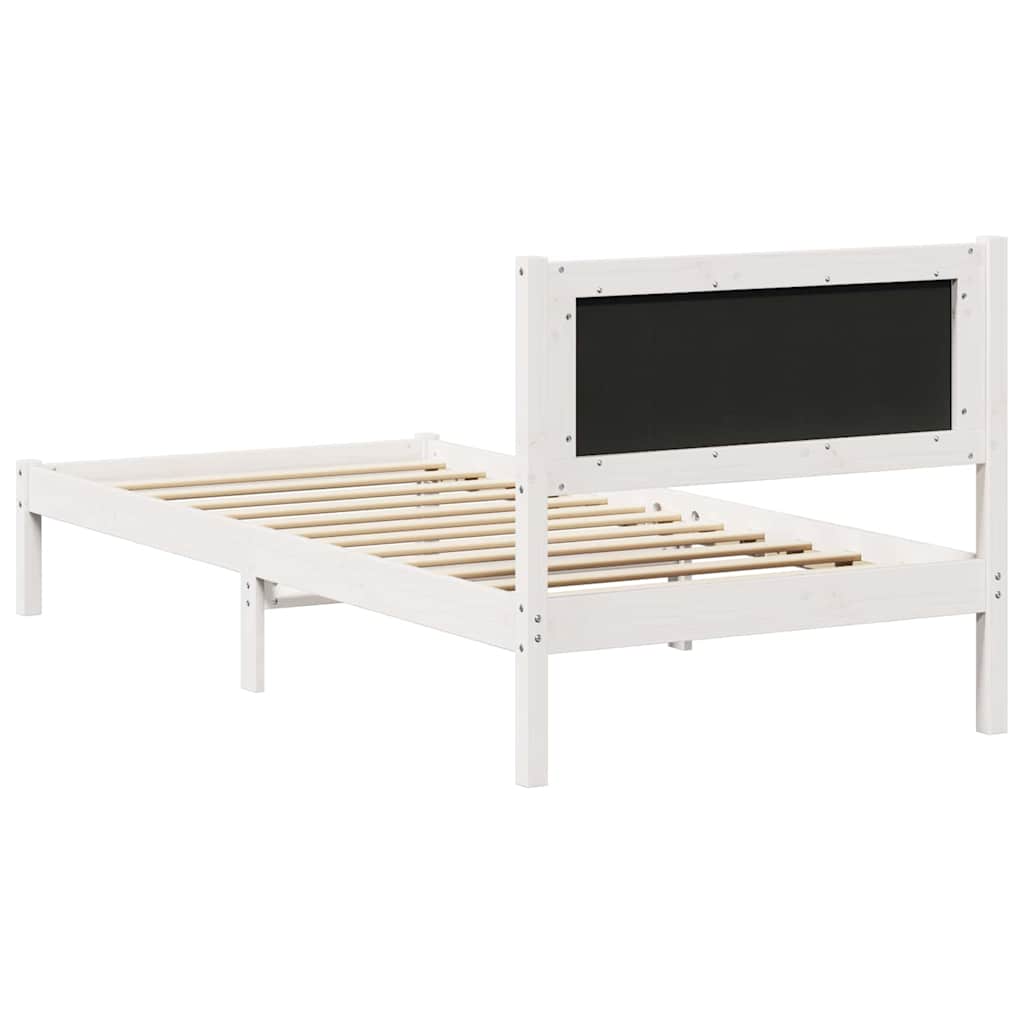 Sengestel med hovedgærde Lysegrå 100 x 200 cm Massiv fyrretræ