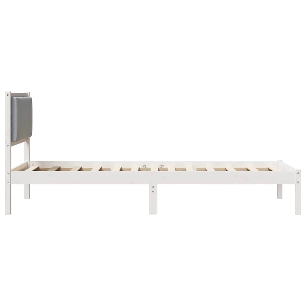 Sengestel med hovedgærde Lysegrå 90 x 200 cm Massiv fyrretræ