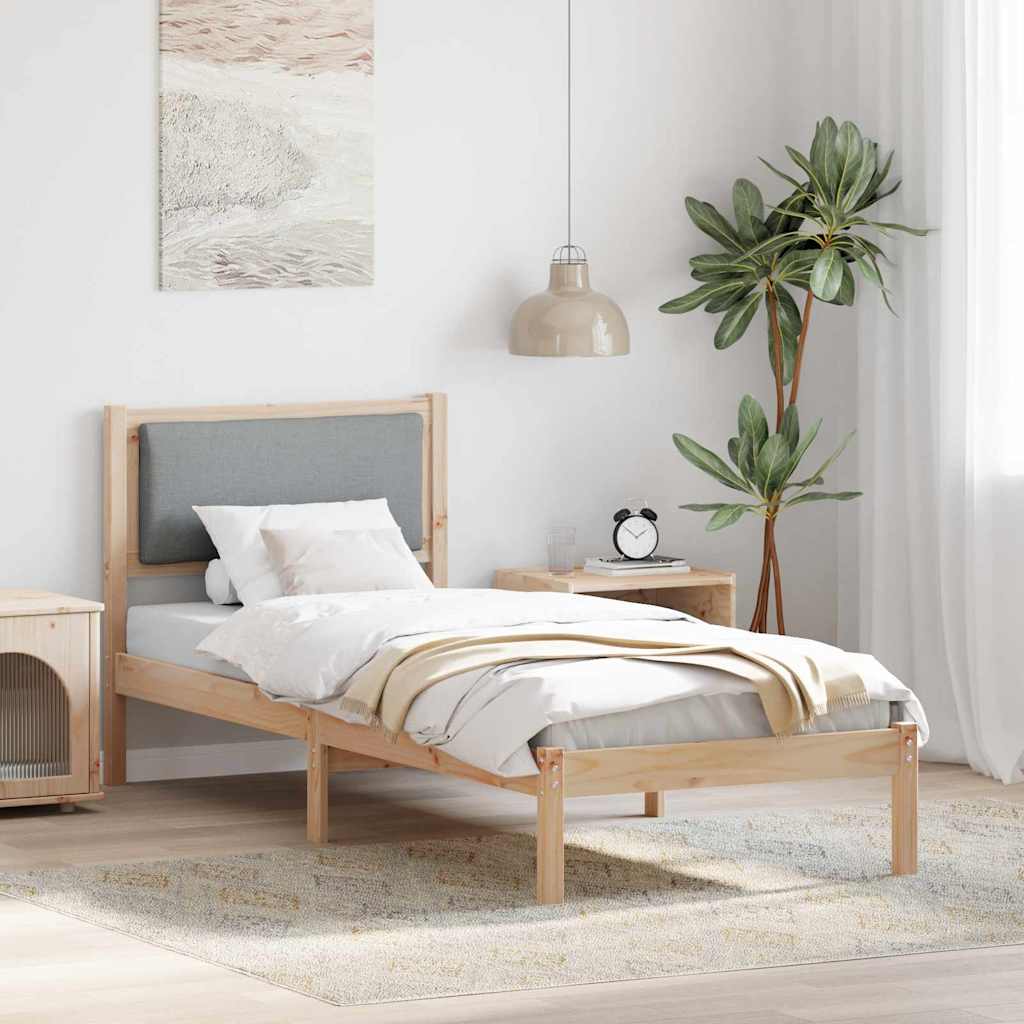 Sengestel med hovedgærde Lysegrå 80 x 200 cm Massiv fyrretræ