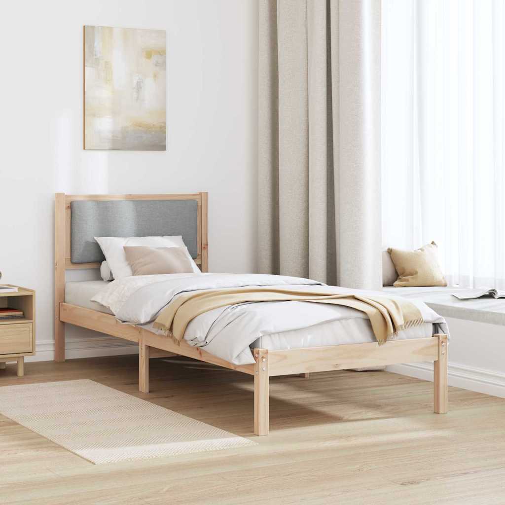 Sengestel med hovedgærde Lysegrå 80 x 200 cm Massiv fyrretræ