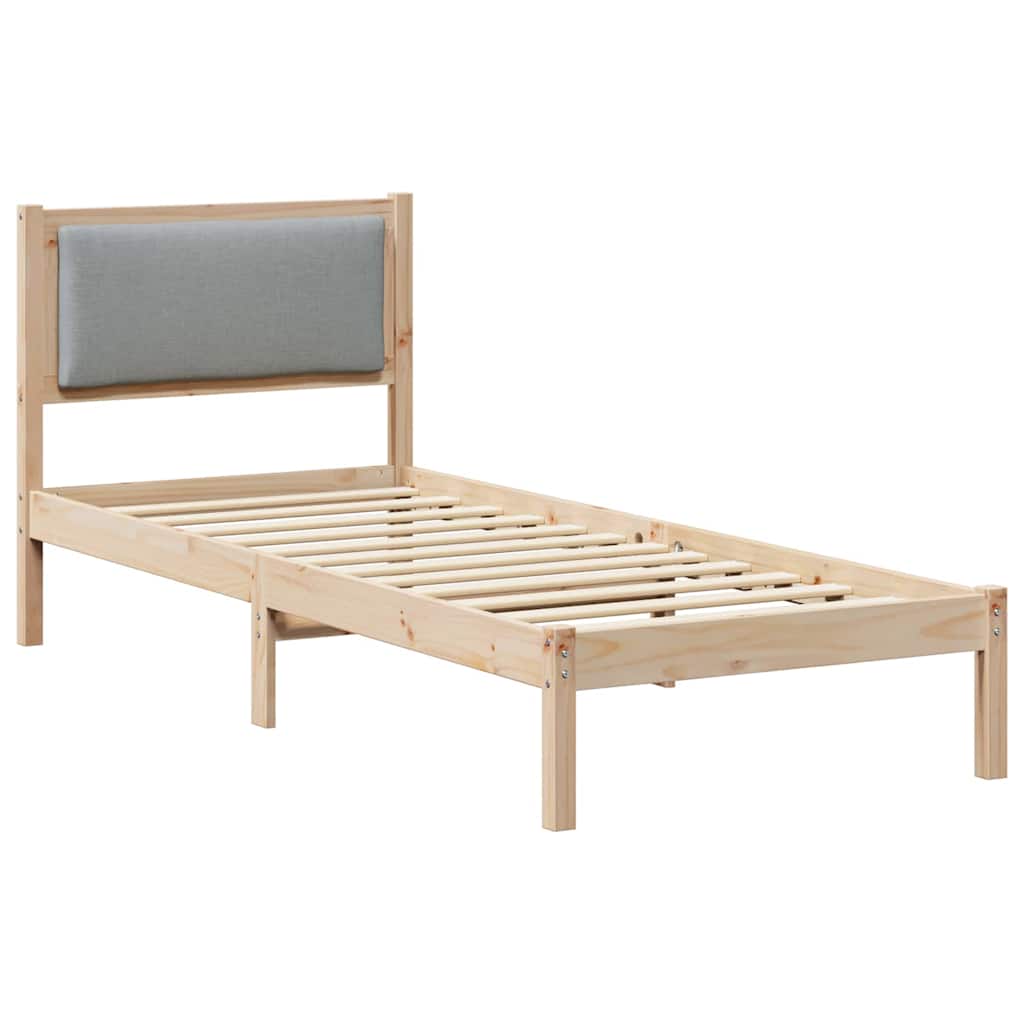 Sengestel med hovedgærde Lysegrå 80 x 200 cm Massiv fyrretræ