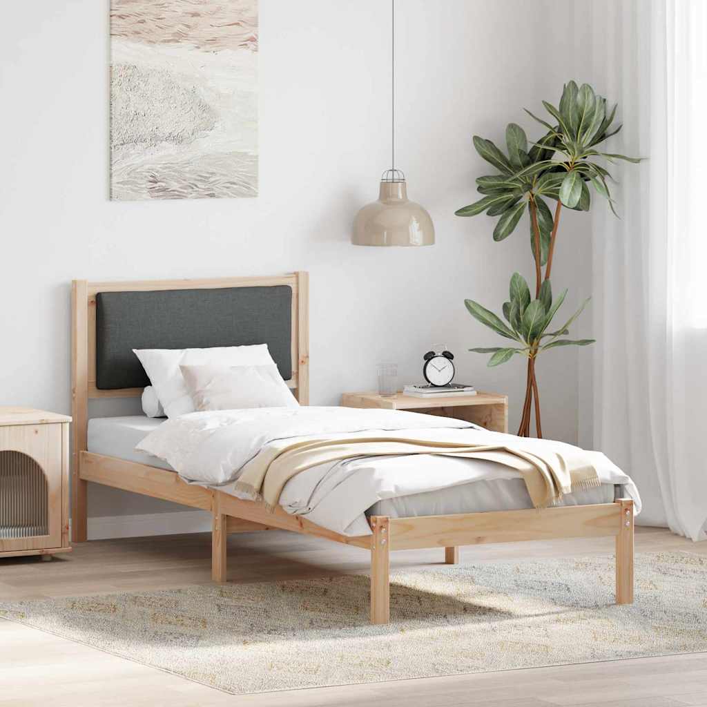 Sengestel med hovedgærde Mørkegrå 80 x 200 cm Massiv fyrretræ