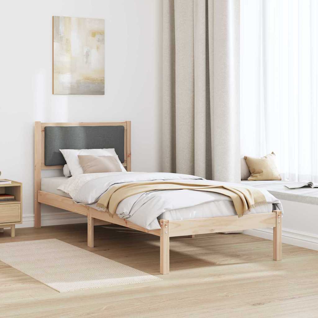 Sengestel med hovedgærde Mørkegrå 80 x 200 cm Massiv fyrretræ