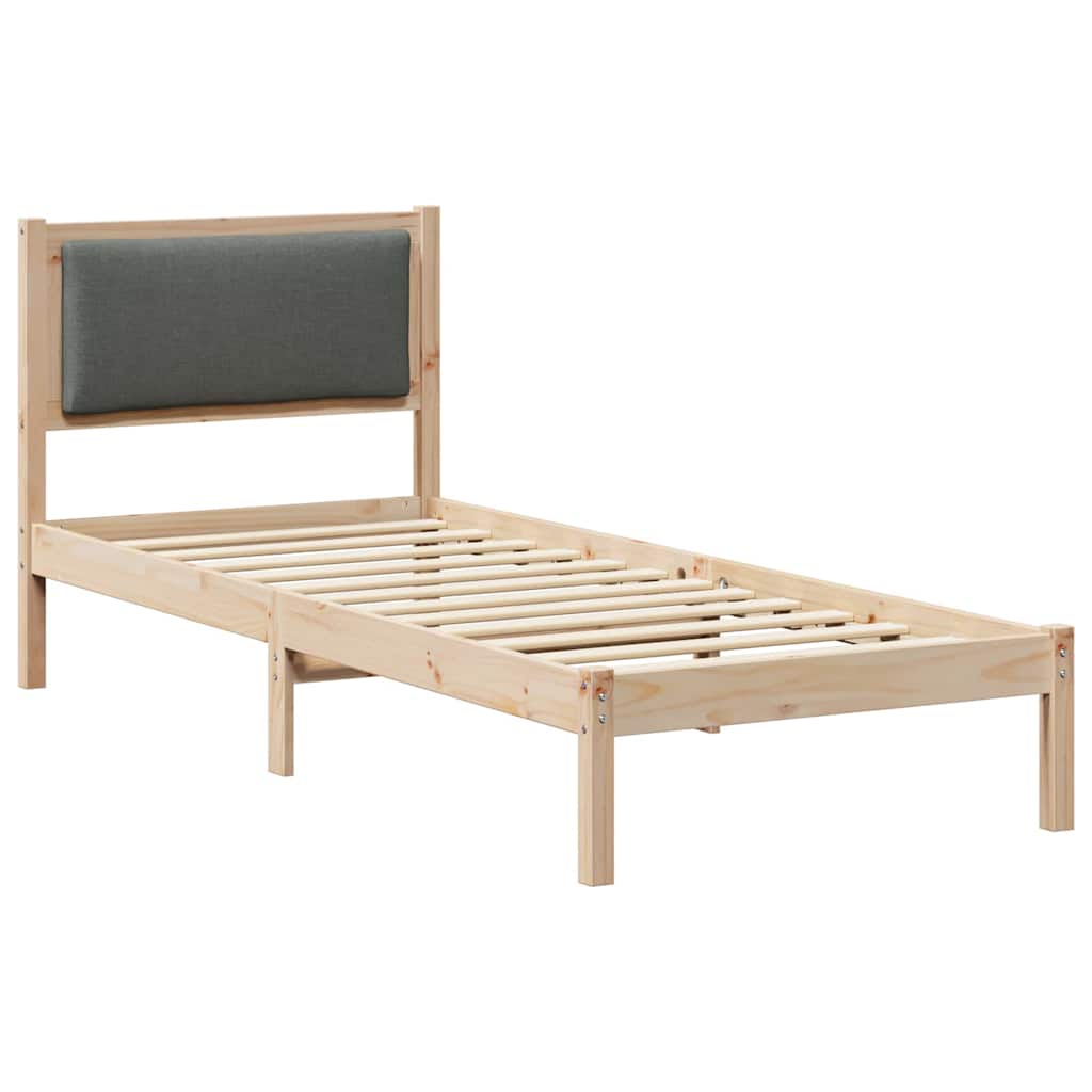 Sengestel med hovedgærde Mørkegrå 80 x 200 cm Massiv fyrretræ