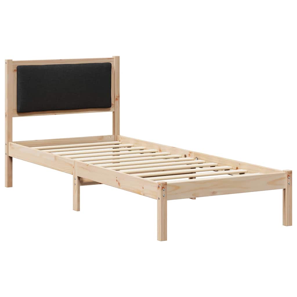 Sengestel med hovedgærde Sort 80 x 200 cm Massiv fyrretræ