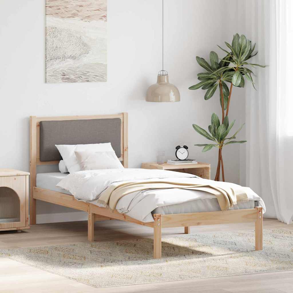 Sengestel med hovedgærde Gråbrun 80 x 200 cm Massiv fyrretræ