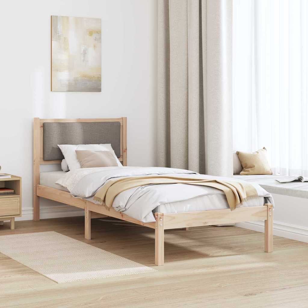 Sengestel med hovedgærde Gråbrun 80 x 200 cm Massiv fyrretræ