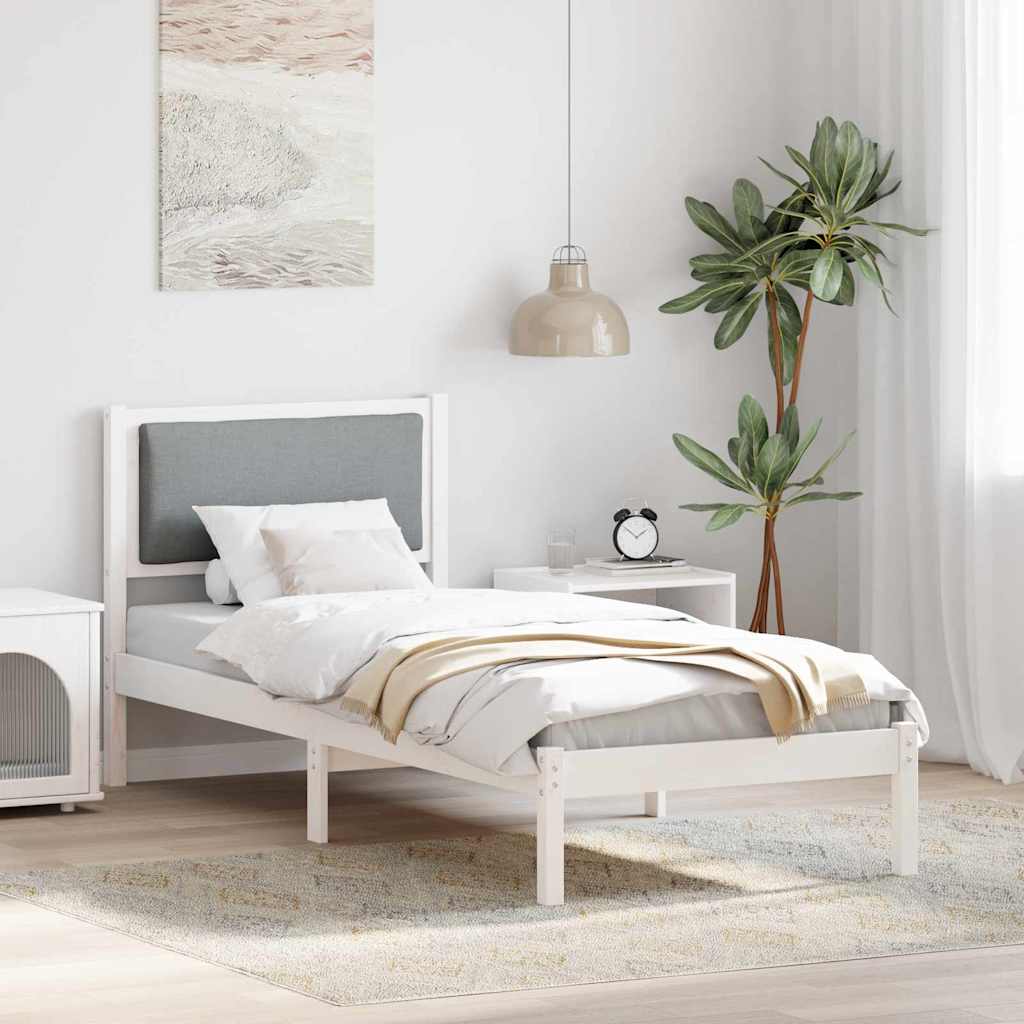 Sengestel med hovedgærde Lysegrå 80 x 200 cm Massiv fyrretræ