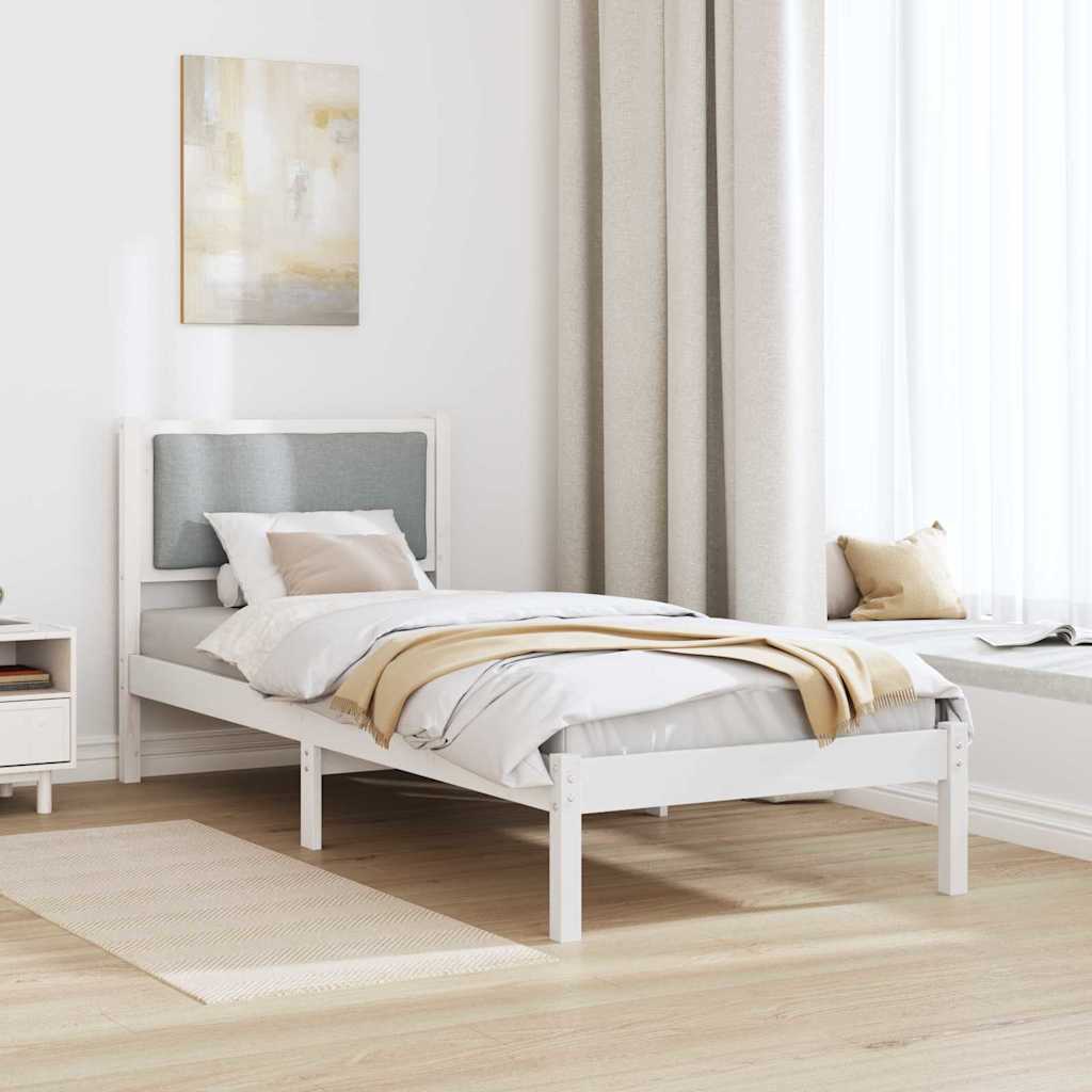 Sengestel med hovedgærde Lysegrå 80 x 200 cm Massiv fyrretræ