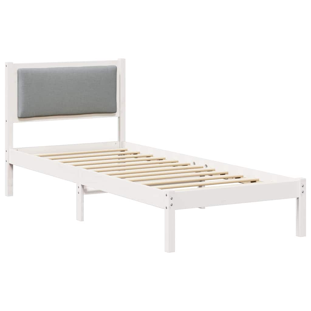 Sengestel med hovedgærde Lysegrå 80 x 200 cm Massiv fyrretræ