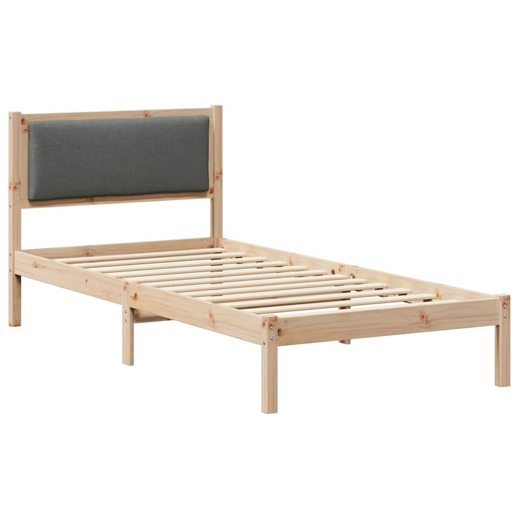 Sengestel med hovedgærde Mørkegrå 90 x 190 cm Massiv fyrretræ