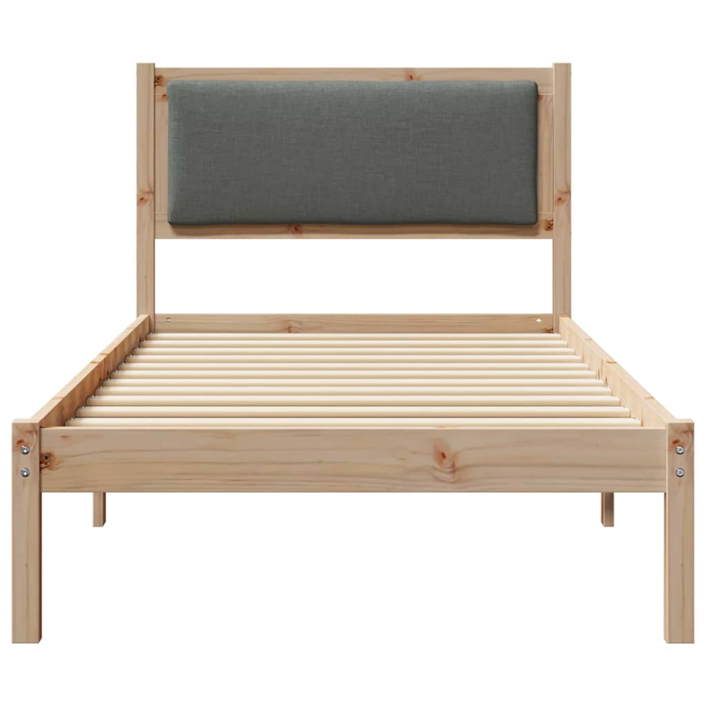 Sengestel med hovedgærde Mørkegrå 90 x 190 cm Massiv fyrretræ
