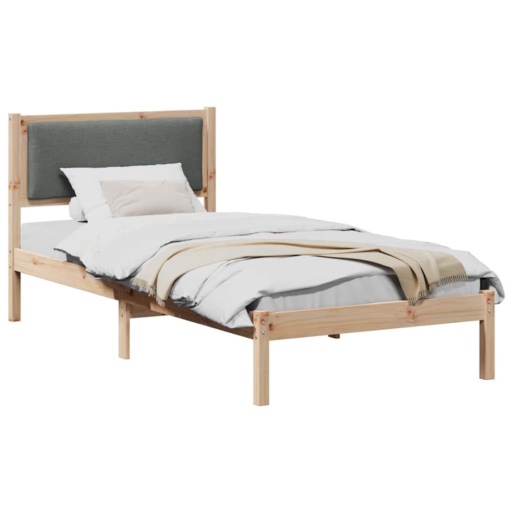 Sengestel med hovedgærde Mørkegrå 90 x 190 cm Massiv fyrretræ