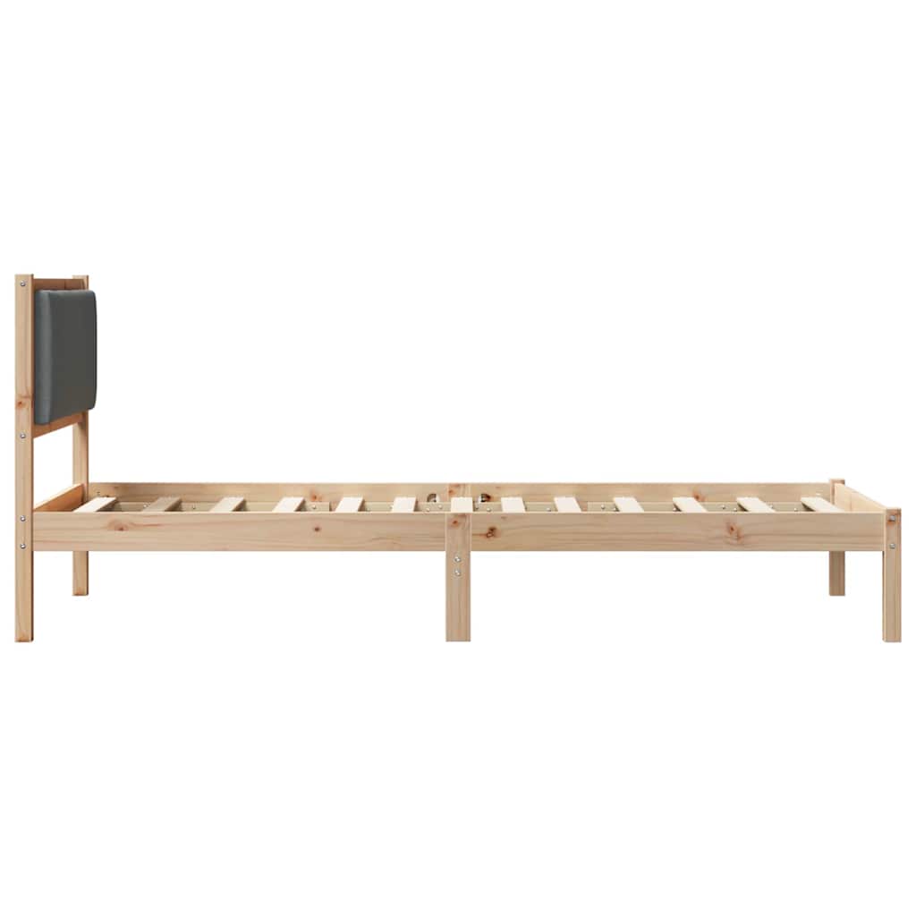 Sengestel med hovedgærde Mørkegrå 90 x 190 cm Massiv fyrretræ