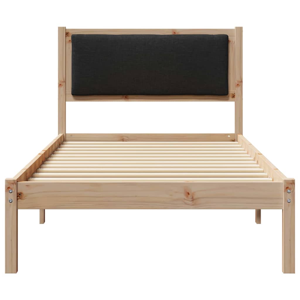 Sengestel med hovedgærde Sort 90 x 190 cm Massiv fyrretræ