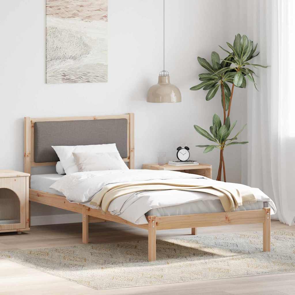 Sengestel med hovedgærde Gråbrun 90 x 190 cm Massiv fyrretræ