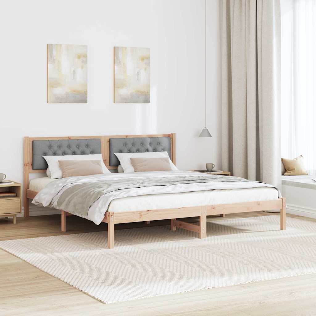 Sengestel med hovedgærde Lysegrå 160 x 200 cm Massiv fyrretræ