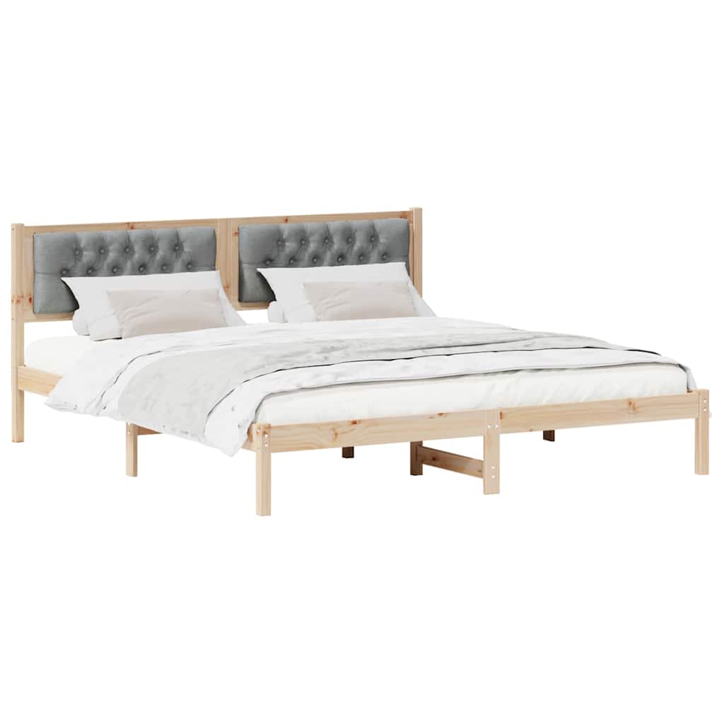 Sengestel med hovedgærde Lysegrå 160 x 200 cm Massiv fyrretræ