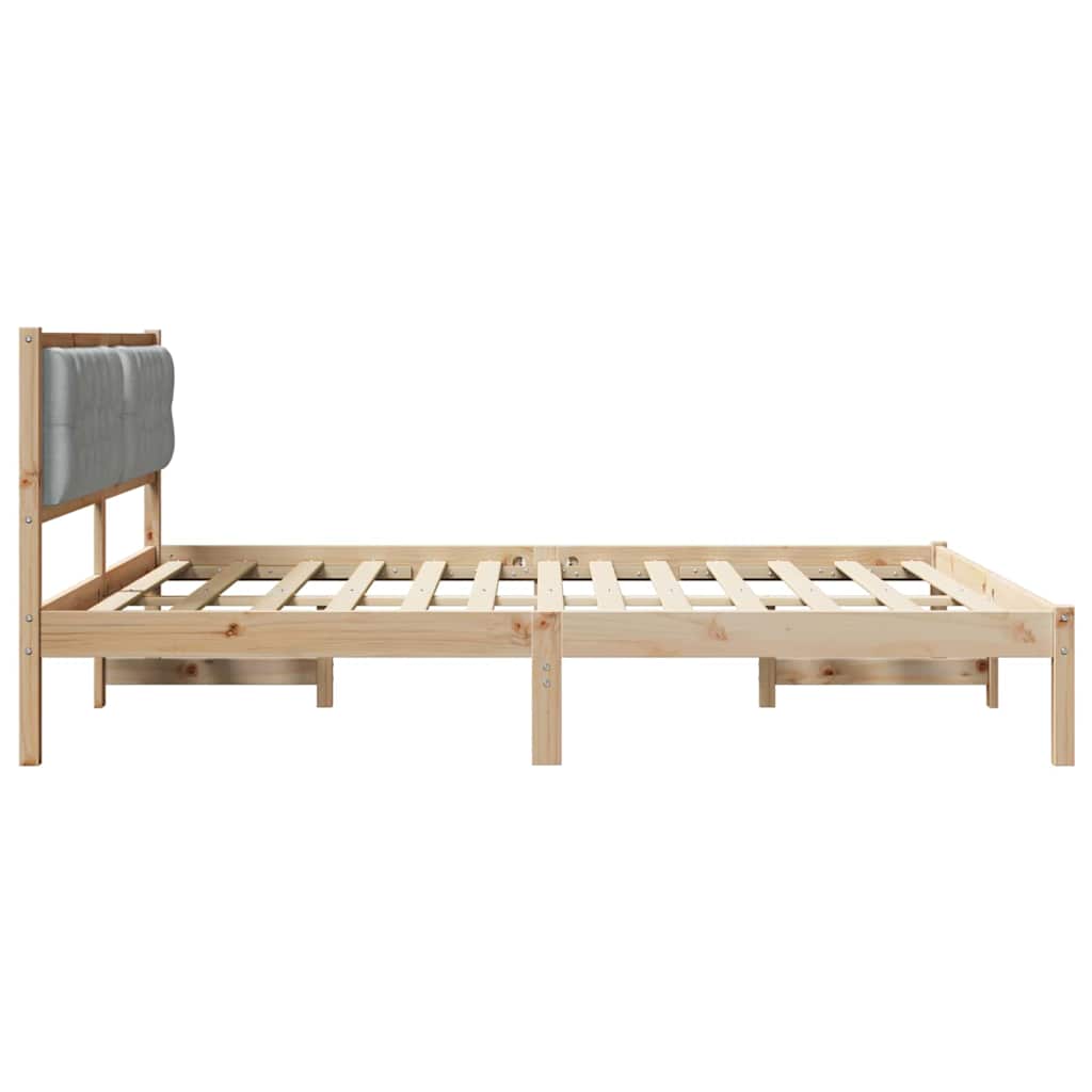 Sengestel med hovedgærde Lysegrå 160 x 200 cm Massiv fyrretræ