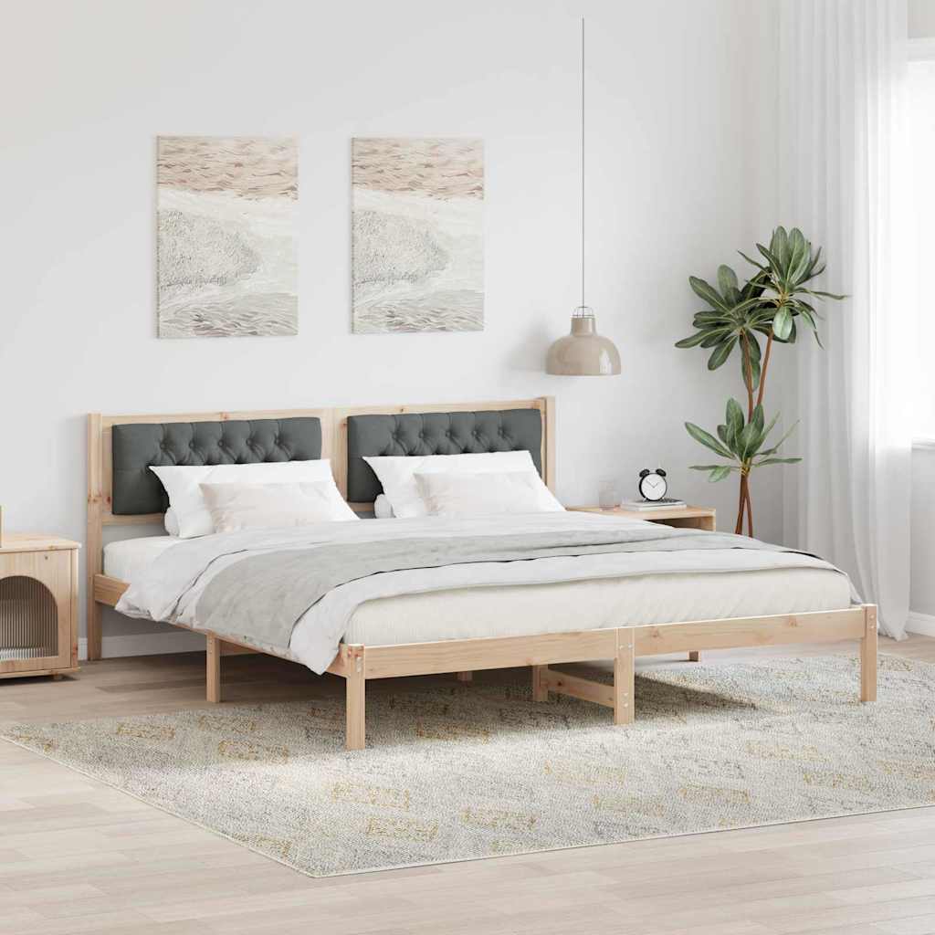 Sengestel med hovedgærde Mørkegrå 160 x 200 cm Massiv fyrretræ