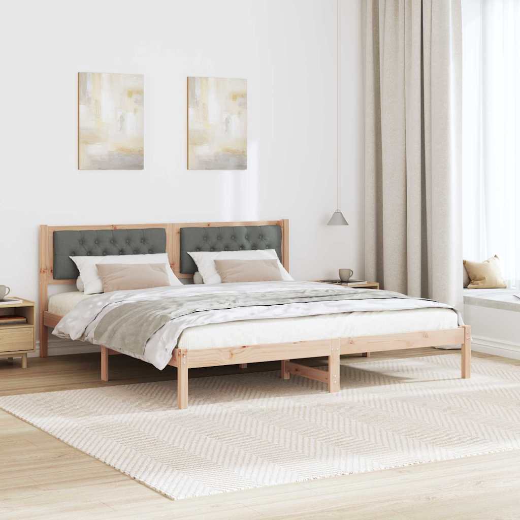 Sengestel med hovedgærde Mørkegrå 160 x 200 cm Massiv fyrretræ